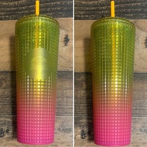Starbucks Yellow Ombré Gridded Tumbler